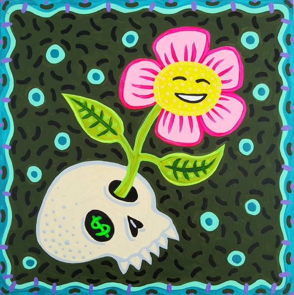 Transformation (with pink flower and blue dots)