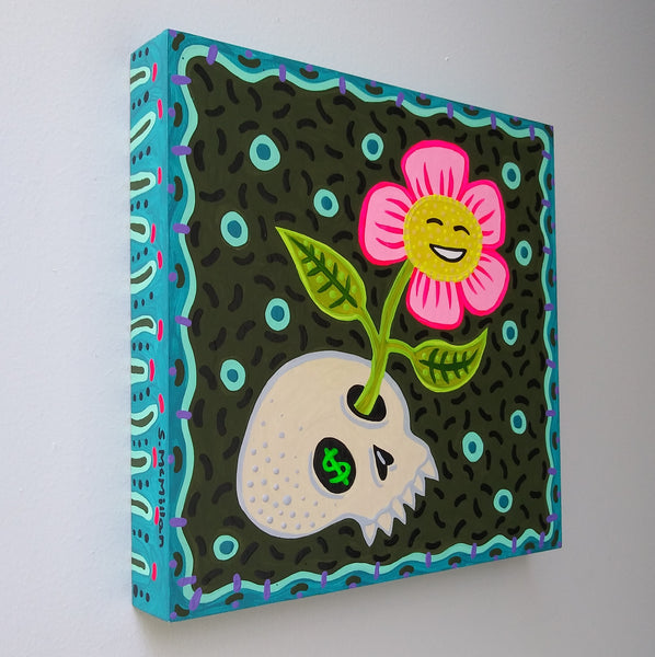 Transformation (with pink flower and blue dots)