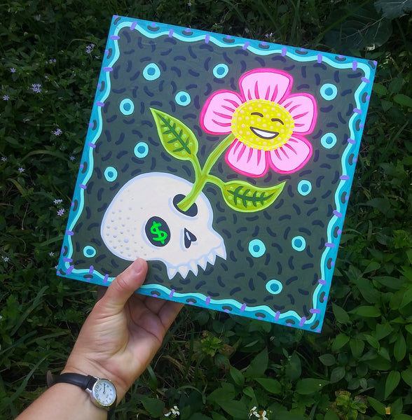 Transformation (with pink flower and blue dots)