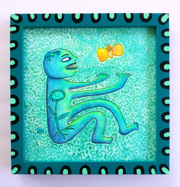 Hello Moth (original art in painted frame)