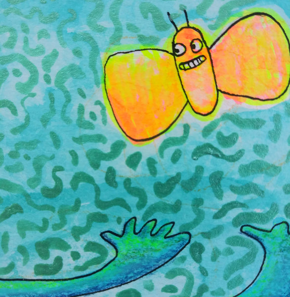 Hello Moth (original art in painted frame)
