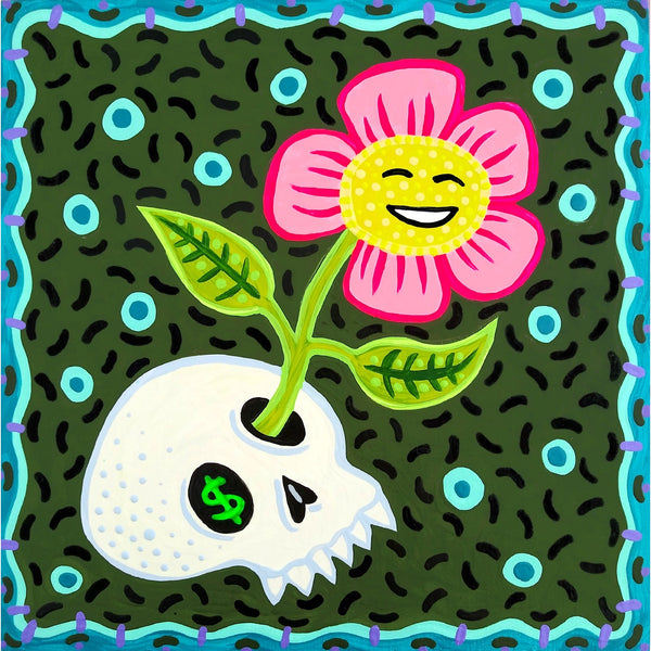 Transformation (with pink flower and blue dots)